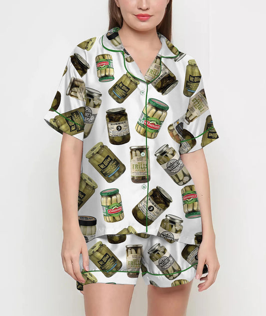 Coquette Pickles Pajamas Satin Set, Mother's Day Gift, Gift For Her, Birthday Gift, Pjs For Women, Bridesmaid Giftss 4305048736