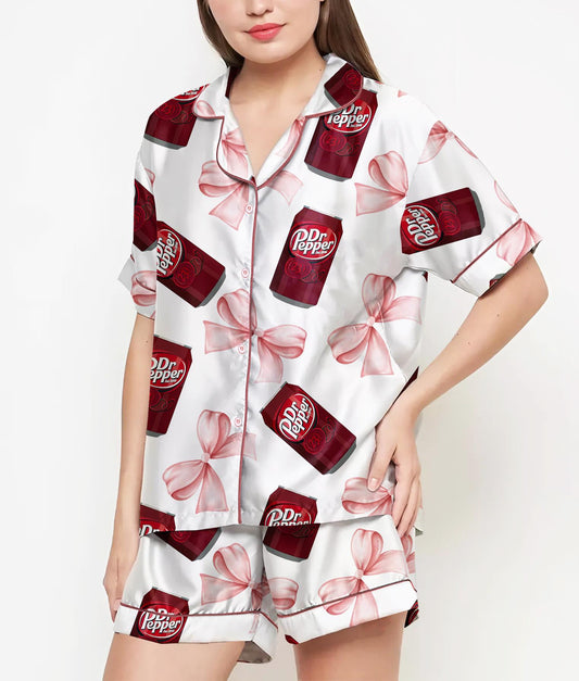 Coquette Pepper Pajamas Satin Set, Drink Shirt, Mother's Day Gift, Birthday Gift, Gift For Women, Bridesmaid Gifts, Anniversary Gift