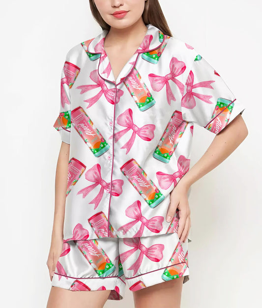 Coquette Alani Pajamas Satin Set, Pink Coquette Energy Drink Shirt, Mother's Day Gift, Birthday Gift,Pjs For Women, Bridesmaid Gifts, Party 4316