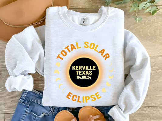Custom State City Total Solar Eclipse Shirt, Solar Eclipse 2024 Sweatshirt, Sun Moon Totality 2024, 4.8.2024 Great American Eclipse States