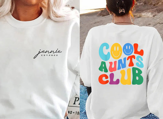 Cool Aunts Club Sweatshirt, Custom Cool Aunt Sweater, Auntie Gift, Aunt Birthday Gift, Sister Gift Sweater, Auntie Sweater, New Aunt Sweater