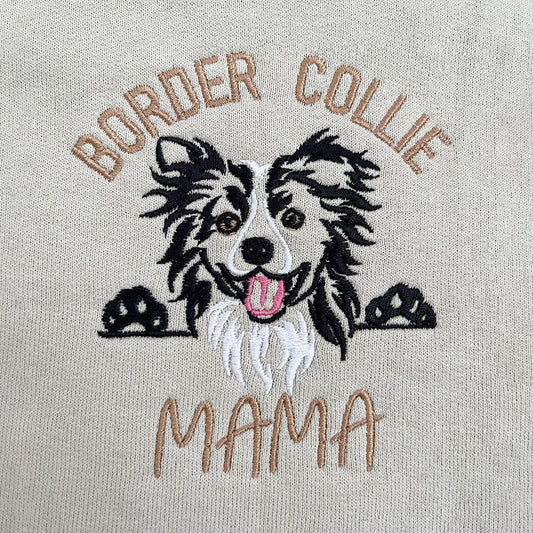 Custom Border Collie Dog Mama Shirt Embroidered Collar, Personalized Shirt with Dog Name, Best Gifts For Boxer Lovers