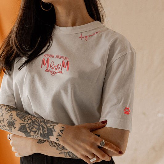 Custom German Shepherd Dog Mom Embroidered Collar Shirt, Personalized Shirt with Dog Name, Gifts For German Shepherd Lovers