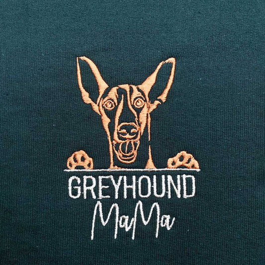 Custom Italian Greyhound Dog Mama Shirt Embroidered Collar, Personalized Shirt with Dog Name, Best Gifts For Greyhound Lovers