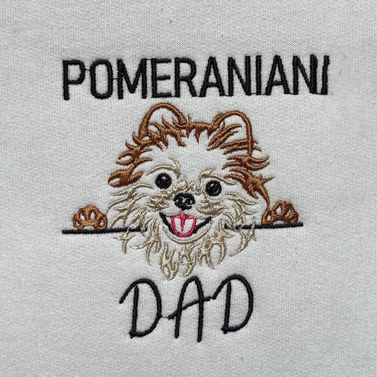 Custom Pomeranian Dog Dad Embroidered Collar Shirt, Personalized Shirt with Dog Name, Best Gifts For Pomeranian Lovers