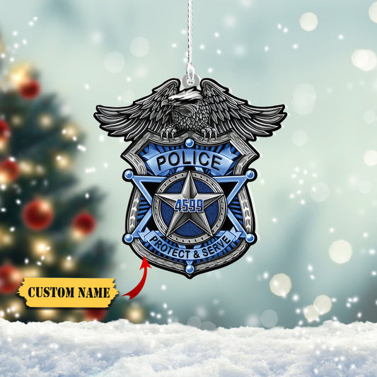 Uimhir Suaitheantais Saincheaptha Póilíní, Cosnaíonn agus Freastalaíonn na Póilíní ar Ornáid Iolair, Ornáid Nollag Saincheaptha, Ornáid Nollag, Ornáid Mar Bhronntanas