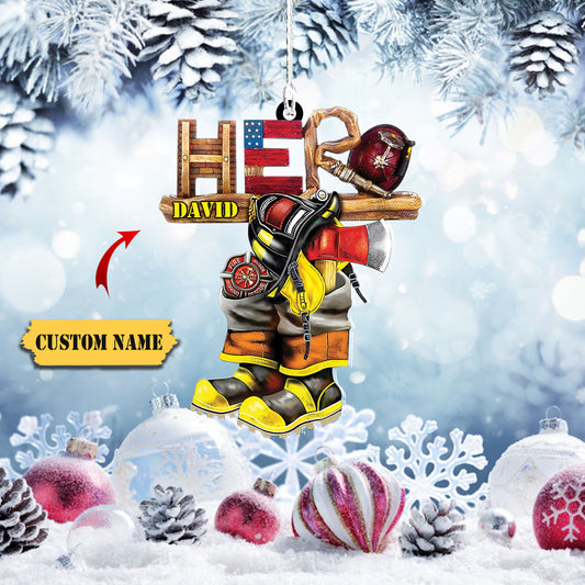 Cute Firefighter Acrylic Ornament Custom Shaped Ornament, Christmas gift, Christmas tree decorations, Ornament Christmas, Ornament Gift