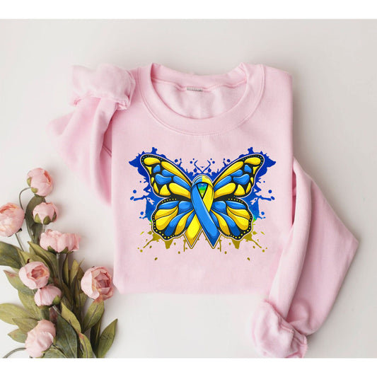 Down Syndrome Butterfly Sweatshirt, Down Syndrome Awareness Tee, Down Syndrome Shirt, Down Syndrome Aware, Down Syndrome Awareness Gift