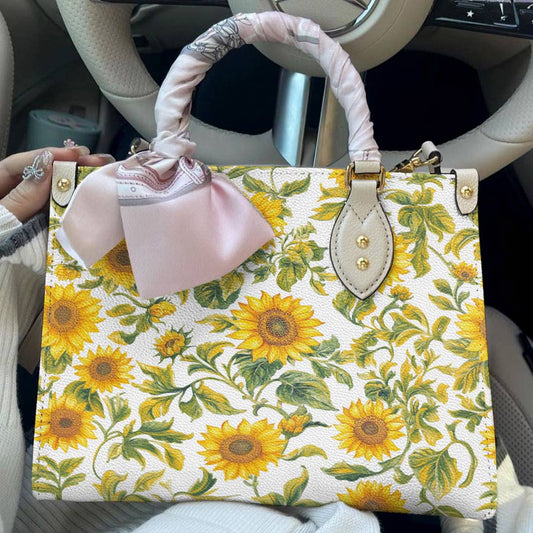 Leather Bag Radiant Sunflower Satchel