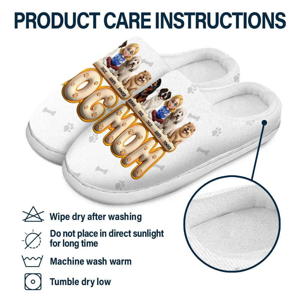 Dog Mom 3D Effect - Personalized Fluffy Slippers