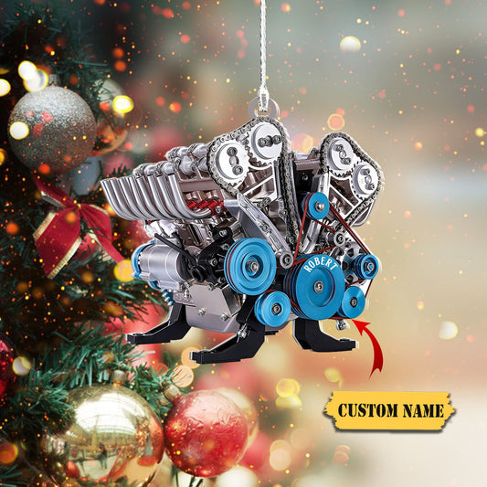 Drag Racing Hot Rod V8 Engine Different Color Custom Shape Ornament, Personalized Gift For Mechanic, Custom Christmas Ornament, Ornament Christmas, Ornament For Gift