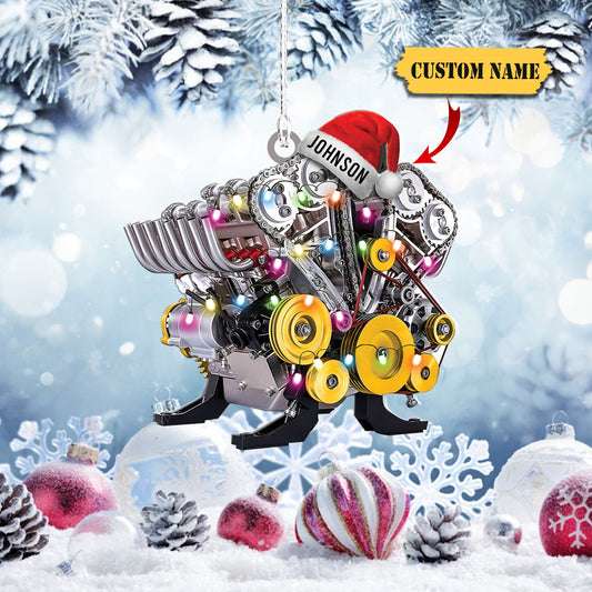 Personalized Drag Racing Hot Rod V8 Engine Different Color Custom Shape Ornament, Personalized Gift For Mechanic, Custom Christmas Ornament, Ornament Christmas, Ornament For Gift
