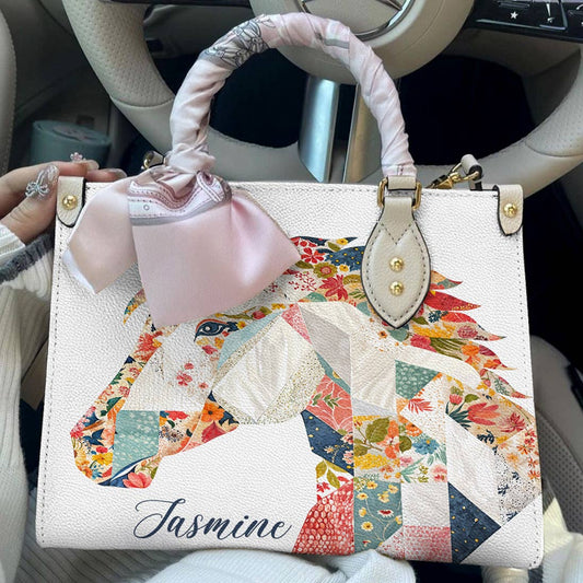 Personalized Horse Leather Bag Charming Floral Horse