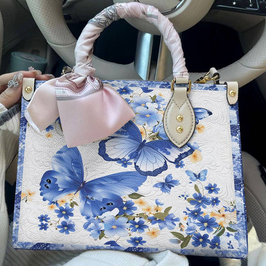 Leather Bag Beautiful Floral Butteflies