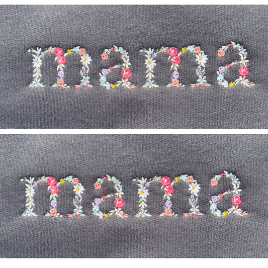 Floral Mama Embroidered Hoodie With Kid's Name on Sleeve, Mother's Day Gift