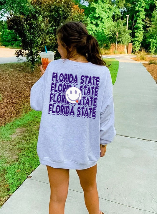 Léine stáit Florida, geansaí Lá Cluiche Florida, tee Florida Tailgate, Bronntanas Mac Léinn Florida, Taisteal Florida, sweatshirt Groovy Smiley Face