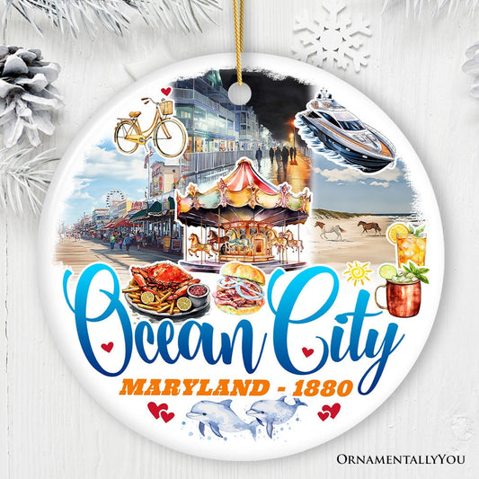 Ocean City Ceramic Ornament, Maryland Coastal Themes Christmas Decoration and Gift