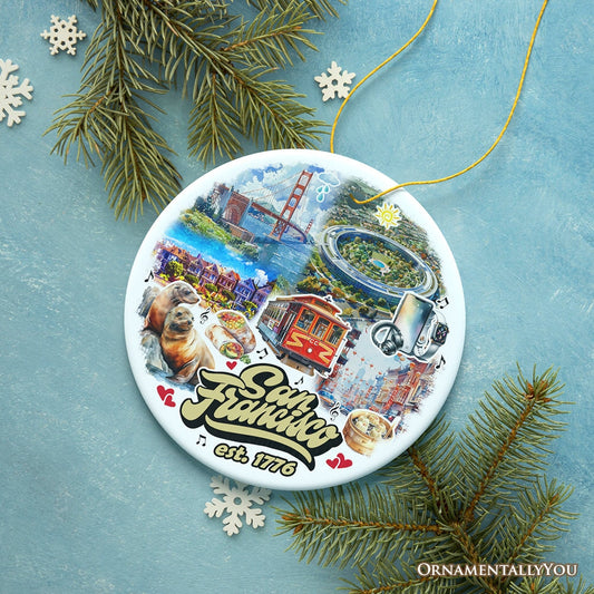 Unique San Francisco Handcrafted Ceramic Ornament, California Souvenir and Christmas Gift