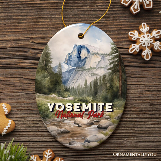 Watercolor Painting of El Capitan in Yosemite National Park Ornament, for Christmas Souvenir