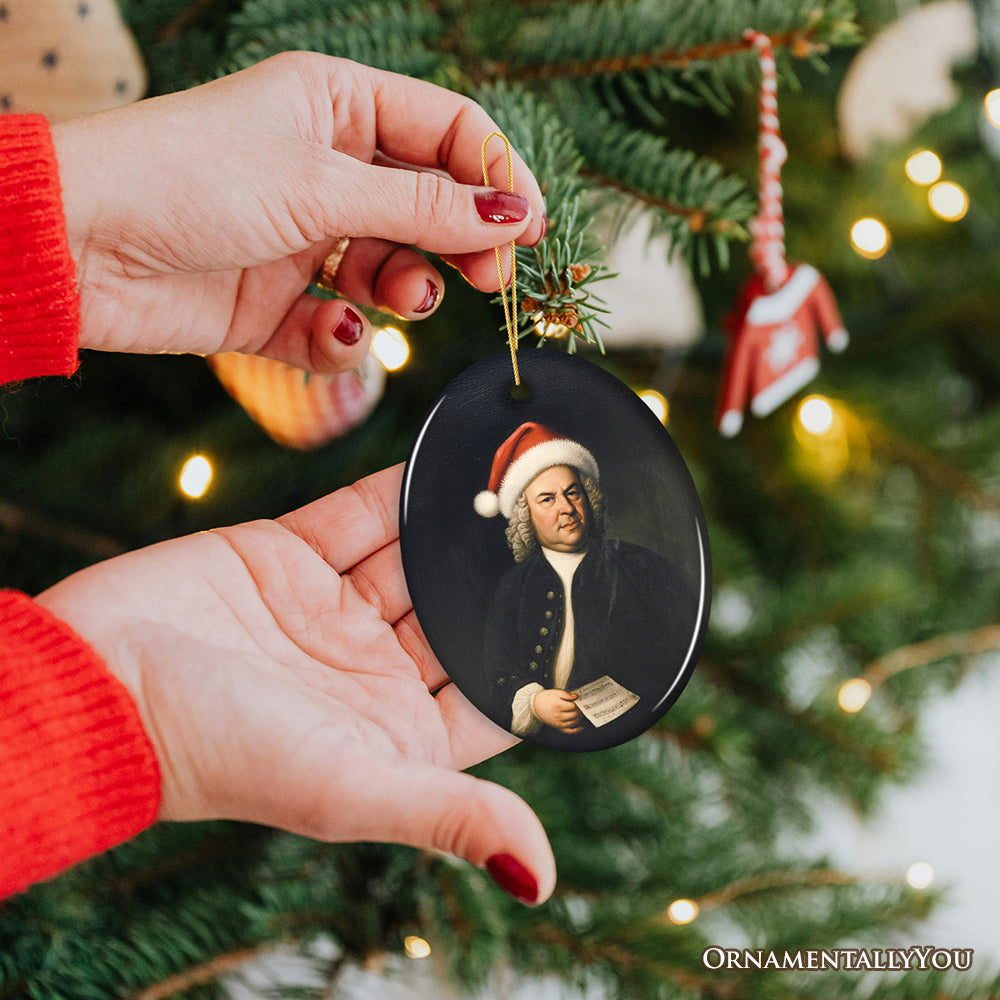 Santa Bach Christmas Ornament, Baroque Composer Holiday Gift for Musician