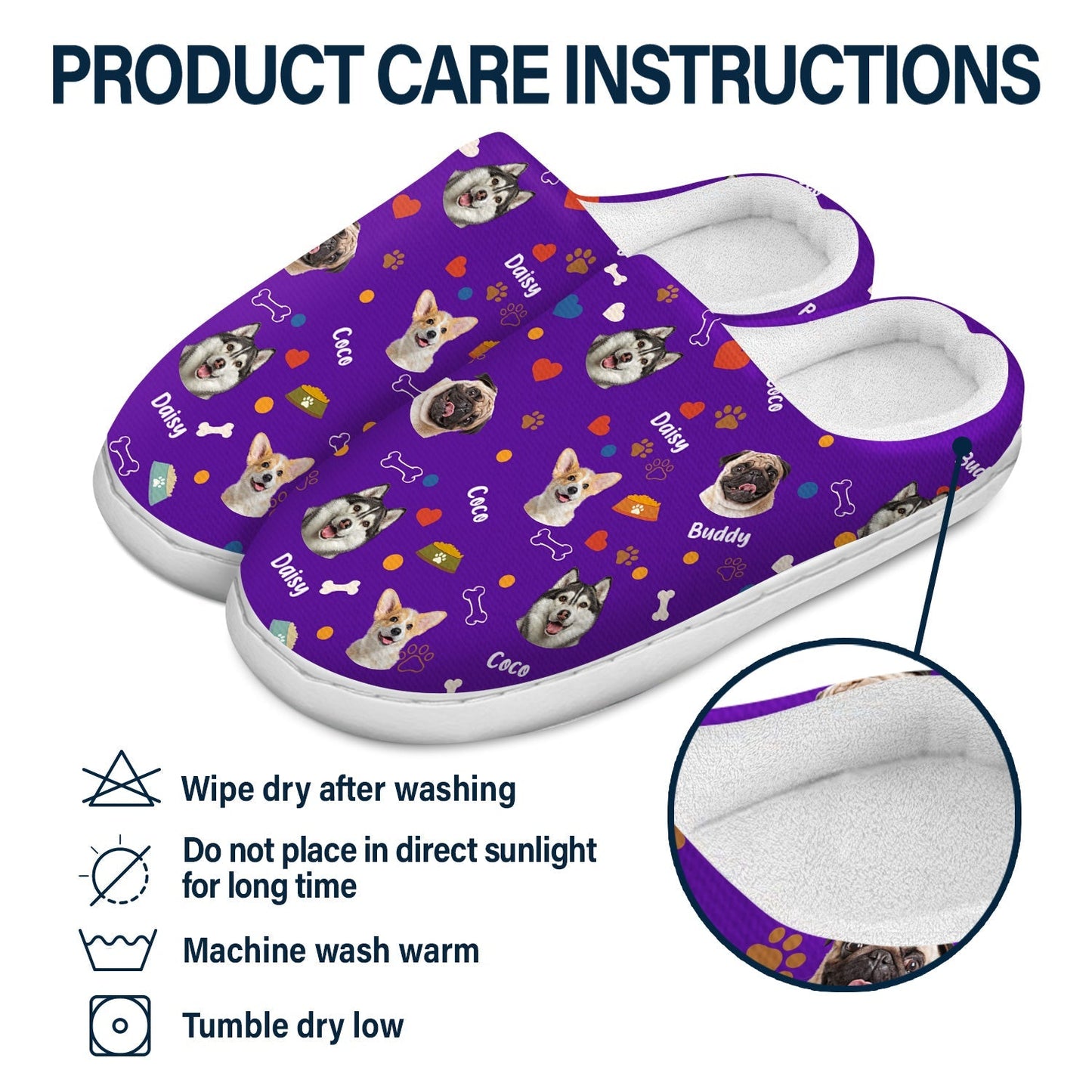 Custom Photo Dog Face - Gift For Dog Lovers - Personalized Fluffy Slippers