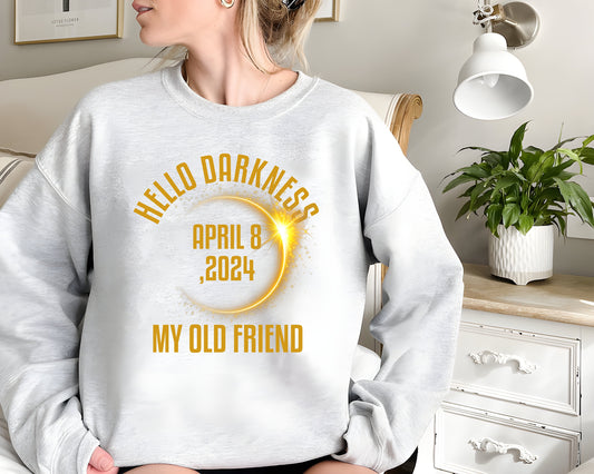 Léine Dia duit Dorchadas, 8 Aibreán 2024 Léine, Léine Imeachta Eclipse, Léine Eclipse Greannmhar, Léine Joke, Eclipse Iomlán Gréine, Sweatshirt Sarcastic