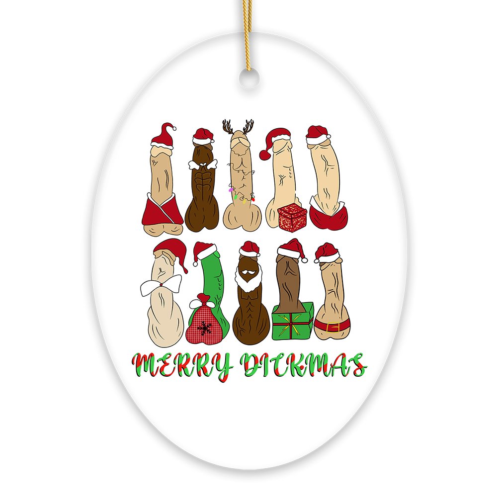 Hilarious and Dirty Merry Dickmas Christmas Ornament, Secret Santa Gift, Dark Humor Funny Mature Present