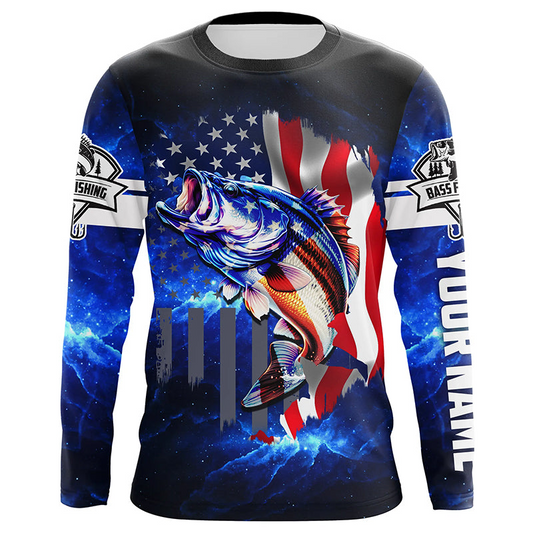 Bass Fishing 3D American Flag patriotic Customize Bass fishing jerseys - personalized fishing gift