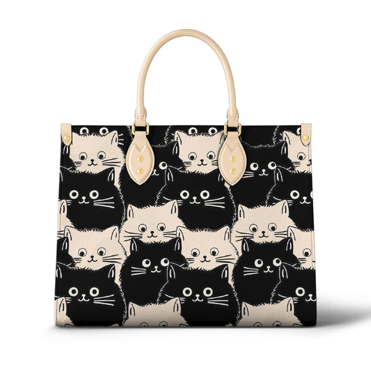 Leather Bag Cute Fat Cats