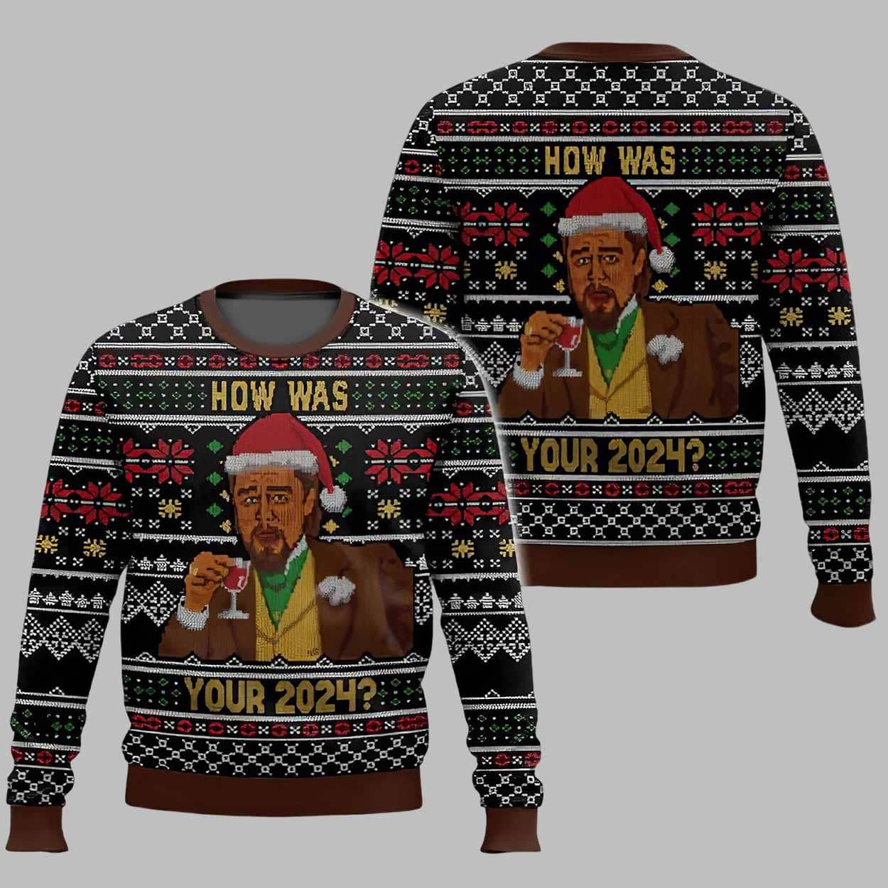 Leonardo DiCaprio Meme How Was Your 2024 Ugly Christmas Sweater
