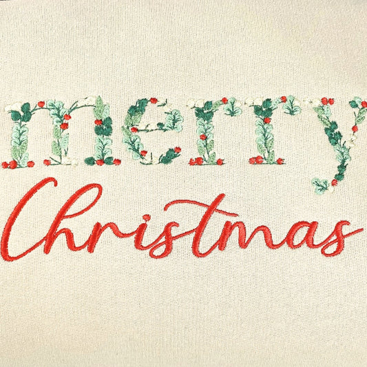 Merry Christmas Sweatshirt Hoodie, Embroidered Gift for Women Men