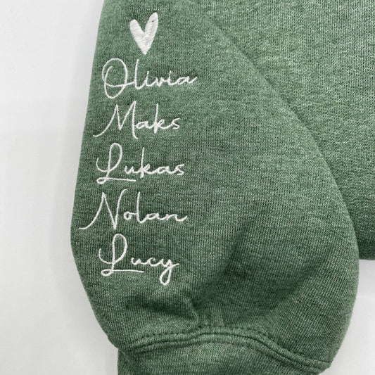 Mimi Sweatshirt with GrandKids Names on Sleeve, Embroidered Gift for Mimi
