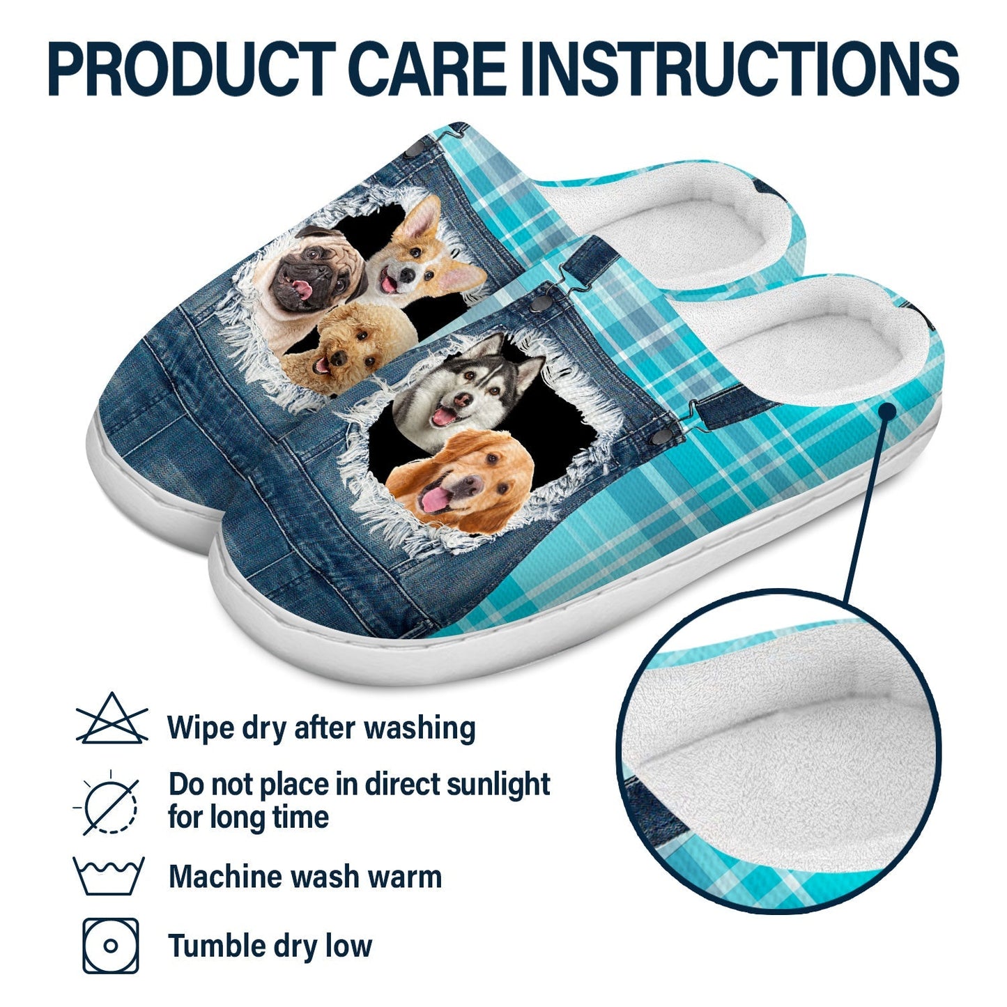 Custom Photo Overalls Pet Face - Gift For Pet Lovers, Pet Mom, Pet Dad - Personalized Fluffy Slippers