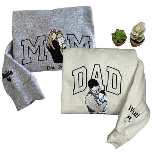 Personalized Gifts for Mom and Dad, Embroidered Photo Sweatshirt Hoodie