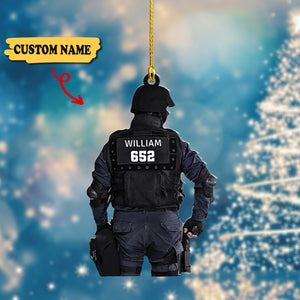 Police Personalized Flat Acrylic Ornament, Police Xmas Tree Decorations, Custom Christmas Ornament, Ornament Christmas, Ornament For Gift