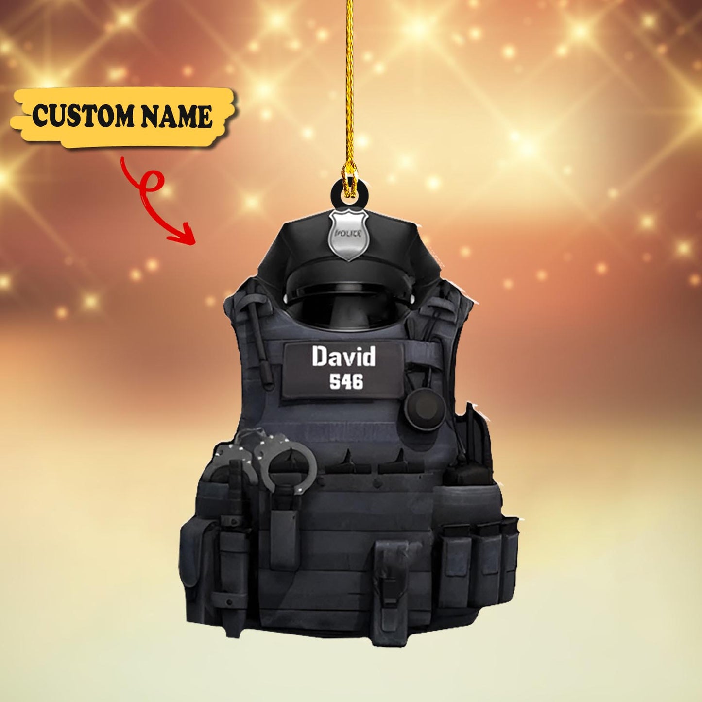 Custom Uniform Police Personalized Flat Acrylic Ornament, Police Xmas Tree Decorations, Ornament Christmas, Ornament For Gift