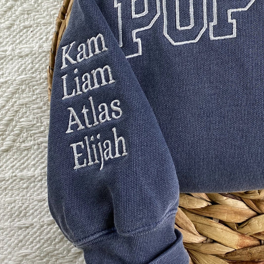 Pop Pop Sweatshirt Hoodie, Custom Embroidered Grandpa Gifts for Birthday & Christmas