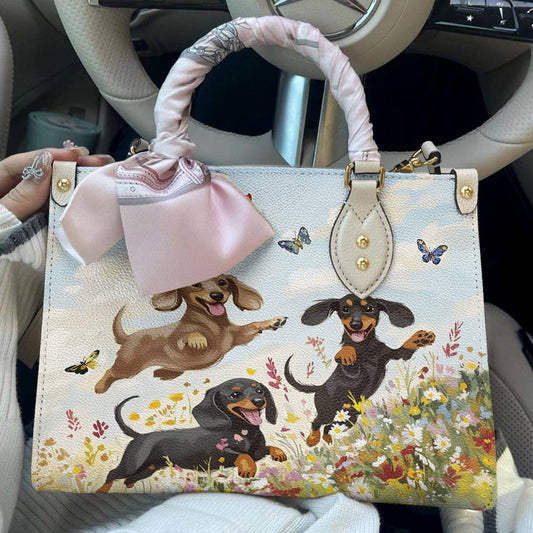 Leather Bag Happy Dachshunds