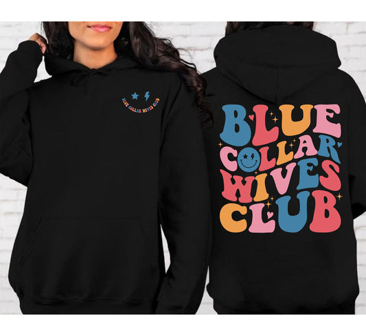 Retro Blue Collar Wives Club Sweatshirt, Spoiled Wife Shirt, Collar Wife Tee, Blue Collar Hoodie, Mother Day Funny Gift