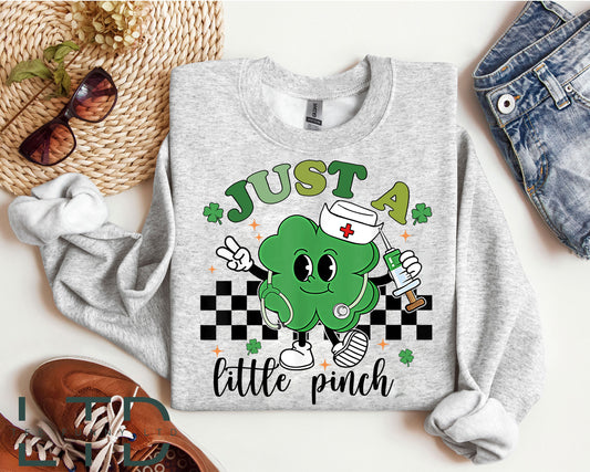 St. Patrick's Day Nurse Shirts, Nurse Shirts, Nurse St. Patrick's Shirt, Just a Little Pinch RN L&D Phlebotomist, Shamrock T-Shirt for Women 1