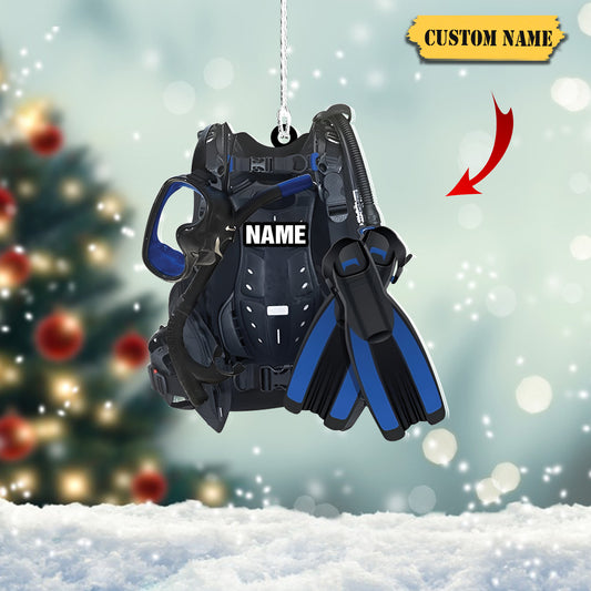 Personalized Scuba Ornament, Scuba Diver Ornament, Scuba Diving Helmet Personalized Ornament for Diving Lover, Ornament Christmas, Ornament For Gift