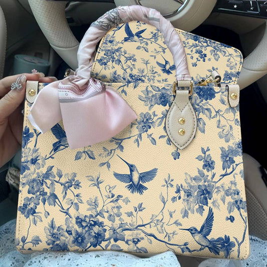 Hummingbird Leather Bag Chiffon Sky