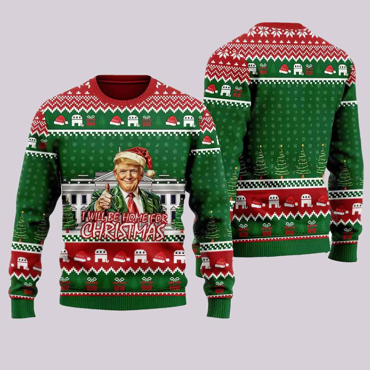 Trump I’ll Be Home For Christmas Ugly Christmas Sweater
