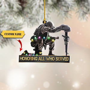 Veteran Kneeling - Personalized Christmas Ornament - Gift For Veteran, Custom Christmas Ornament, Ornament Christmas, Ornament For Gift