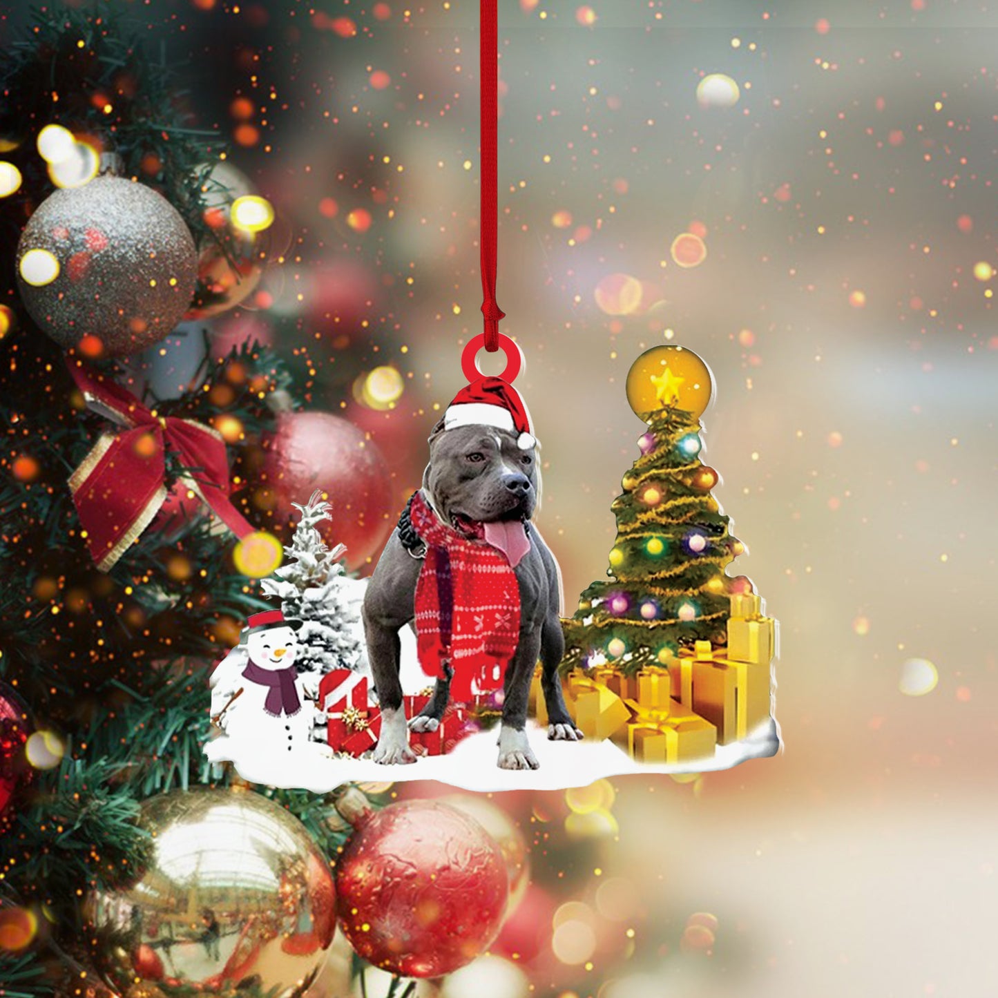 American Bully Dog Christmas Ornament Christmas Tree Hanging Acrylic Ornament Gift, Ornament Decoration, Ornament Christmas - TeeZworldVN