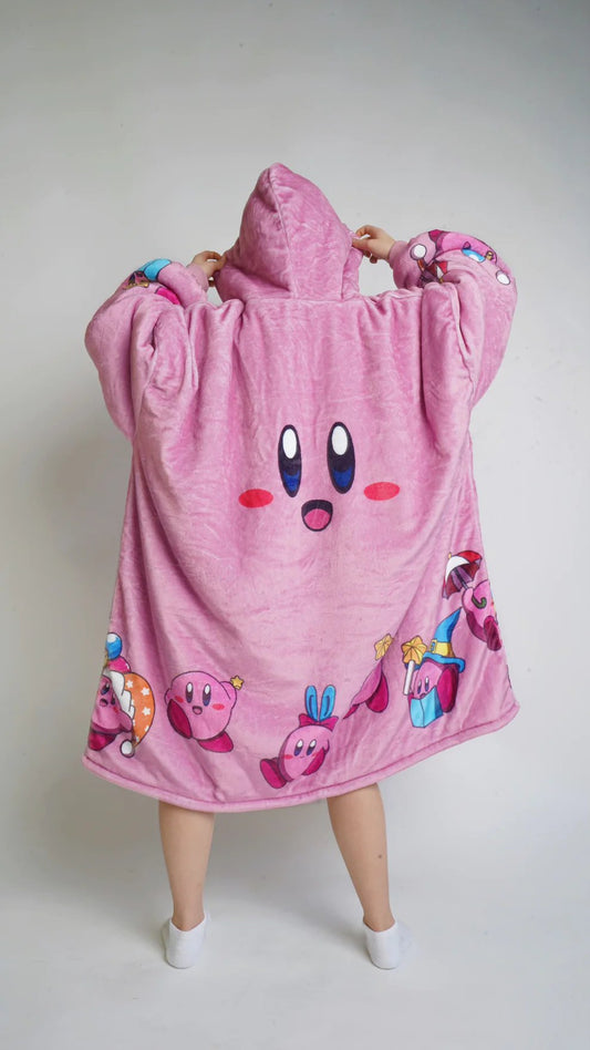 Kirby wearable Blanket Hoodie oversize snuggle Sherpa unisex adults and kids