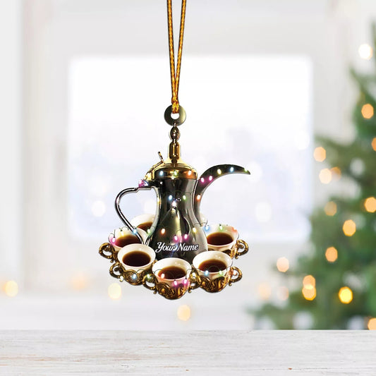 Arabic Coffee Christmas Ornament, Custom Name Barista Ornament, Christmas Gift, Ornament Decoration, Ornament For Gift, Ornament Christmas
