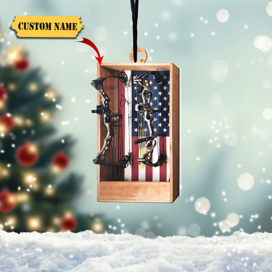 Archery Hunting Personalized Christmas Ornaments, Archery Hunting American Flag Ornament, Ornament Decoration, Ornament For Gift, Ornament Christmas