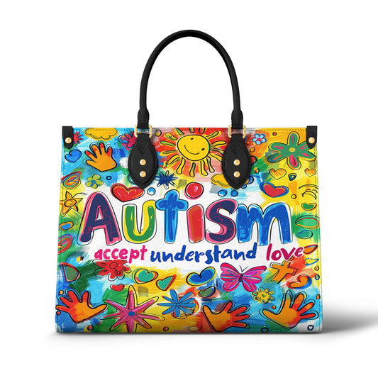 Leather Bag Colorful Autism Awareness
