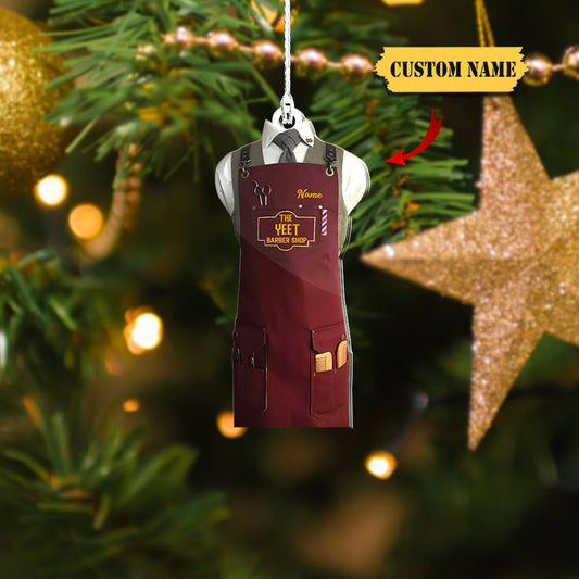Barber Logo Custom Shaped Ornament, Christmas Gift For Barber, Barber Shop Ornament_Style 10_Pack 1 1, Ornament Decoration, Ornament Christmas